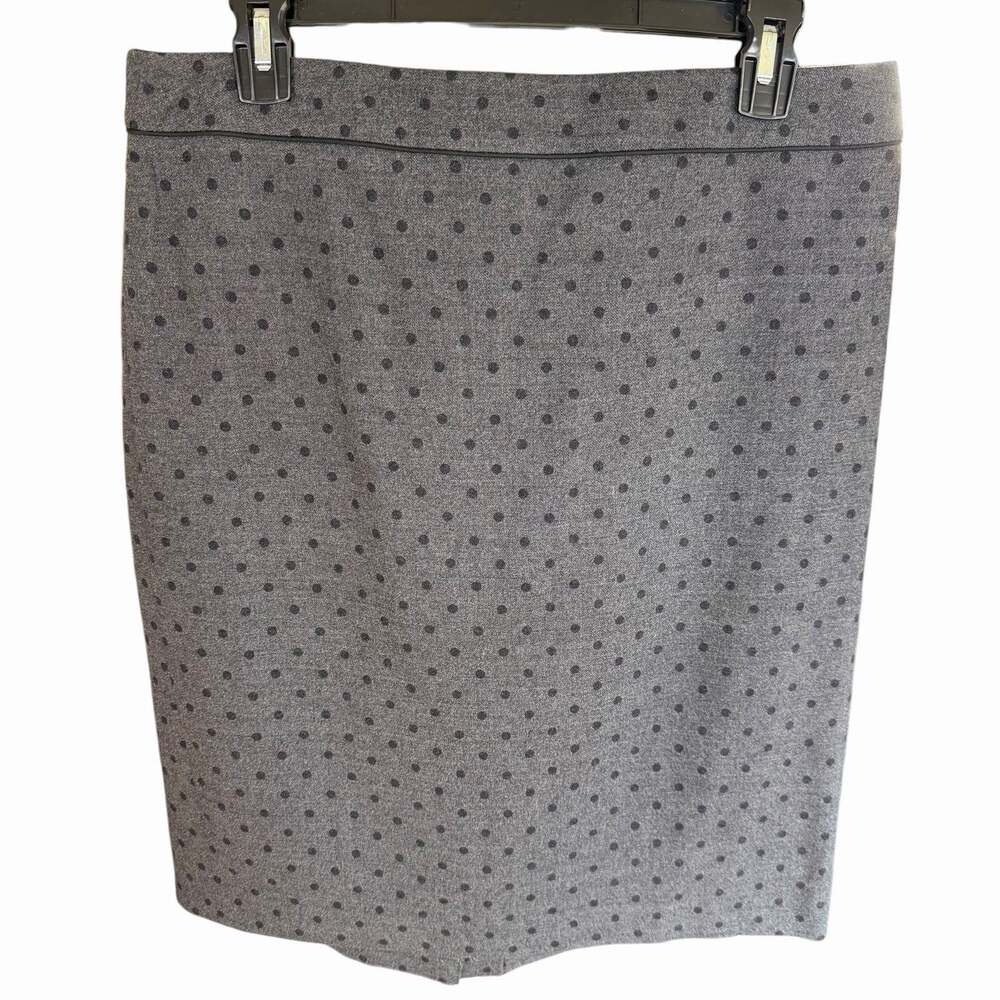 Boden Polkadot Pencil Skirt Gray Wool Blend US 10 Classic Career Preppy British